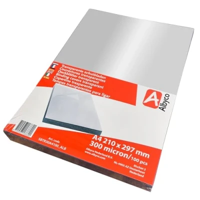 Afbeelding van Albyco Transparante Schutbladen, A4 Glans, 300 Micron (100 stuks)