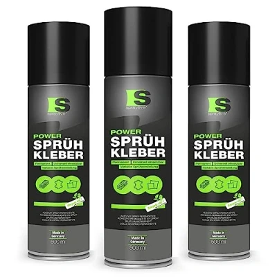 Afbeelding van Spraytive 3 x 500 ml power spuitlijm: voor textiel, vlies, schuim, leer, dakhemel, tapijt, papier en meer sterk permanent hechtend met variabele sproeiinstelling