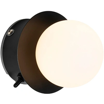 Afbeelding van QAZQA Wandlamp zwart IP44 met schakelaar Cederic