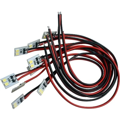 Afbeelding van 20 stuks LED huisverlichting 10x10mm wit koud warm met kabel 20cm 12 18 V STK. (koud wit)