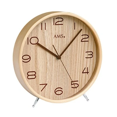 Afbeelding van AMS F5118 Tafelklok zendergestuurd hout en mineraalglas 22 cm ø