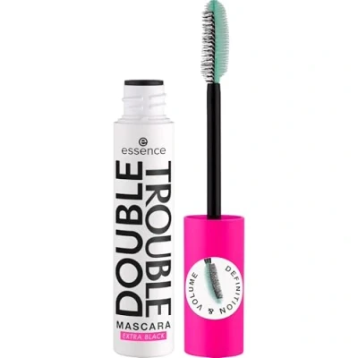 Afbeelding van Essence Double Trouble Mascara Extra Blackk, zwart, langdurig, volumegevend, zwaaigevend, intensief, veganistisch, zonder microplasticdeeltjes, nanodeeltjes, parfum, 1 stuk (12 ml)