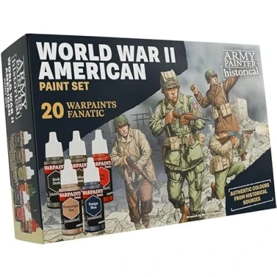 Afbeelding van The Army Painter, Historical: WWII American Paint Set, 20 x 18 ml Warpaints Fanatic: 14 acrylic, 4 Washes, 1 Effect &amp; Metallic Miniature for U.S. Armed Forces in World War II