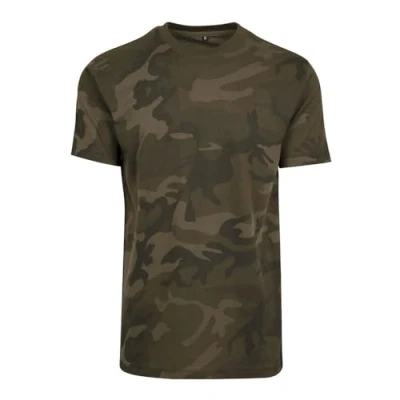 Afbeelding van Build Your Brand Heren T shirt Camo ronde hals Tee, Basic Camouflage voor mannen verkrijgbaar in 2 kleurvarianten, maten S 5XL, groen (olive camo), XXL