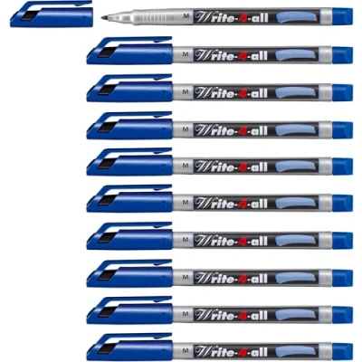 Afbeelding van Permanent marker STABILO Write 4 all medium 10 stuks blauw