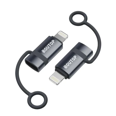 Afbeelding van BOUTOP C32 USB C naar Lightning Adapter [Apple MFi gecertificeerd] voor 36W snel opladen Compatibel met iPhone, iPad [2 Pakket, Donkergrijs]