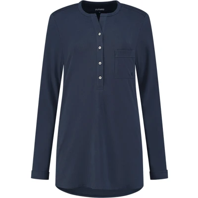 Afbeelding van Yumeko pyjamashirt dames jersey midnight blauw xl