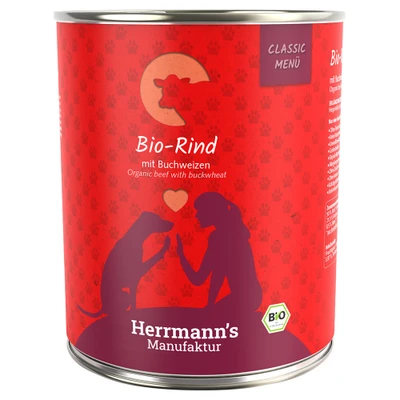 Afbeelding van 24x800g Menu Bio rund met boekweit Herrmanns Hondenvoer
