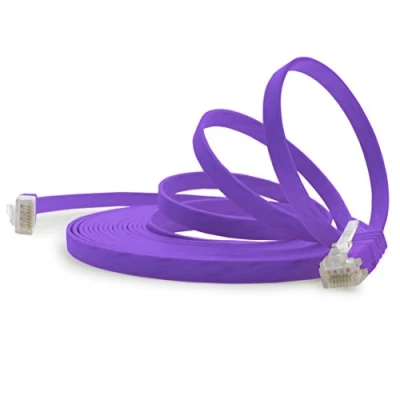 Afbeelding van 1aTTack.de 7m paars 1 stuk Cat.6 platte netwerkkabel Cat6 kabel ultra patchkabel 1000 Mbit/s Gigabit LAN (RJ45) plat slim micro