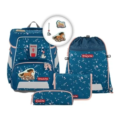 Afbeelding van Step by Spaceset 5TLG Schooltas set voor kinderen, Maat: One Size, Wild horse ronja