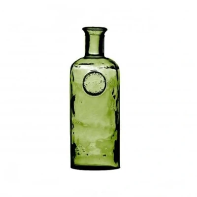 Afbeelding van Natural Living Bloemenvaas Olive Bottle Smaragd groen transparant glas D13 x H27 cm Fles Vazen