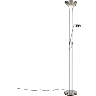 Afbeelding van QAZQA Vloerlamp staal met leeslamp incl. LED en dimmer Diva 2