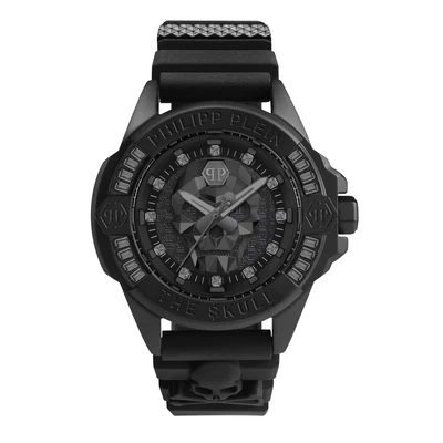 Afbeelding van Philipp Plein The $Kull Genderless PWNAA0322 Horloge Siliconen Zwart Ø 41 mm