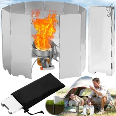 Afbeelding van 10 Stuks Aluminium Camping Fornuis Windscherm, Kachel Voorrui, Draagbare Voorruit, voor Kamperen Buitenkachel, Picknick,