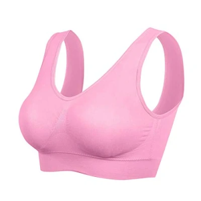 Afbeelding van Boolavard Comfortabele beha voor dames, klassieke bustier, push up en zonder beugel, verpakking van 3 stuks, babyroze, XL