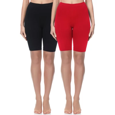 Afbeelding van Be Mammy MS MS10 200 LE 2P 2Pack Dames Zwangerschapsleggings Leggings Sport Vrijetijdsbroek Kort Katoen Sporbroek Yogabroek Zwart/Rood S