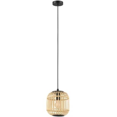 Afbeelding van Leen Bakker EGLO Hanglamp Bordesly Ã ̃21cm Zwart/hout Hanglampen Bruin Rotan