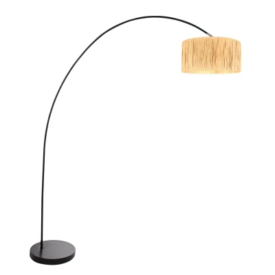Afbeelding van Steinhauer Booglamp Solva zwart met strokleurige kap 3740ZW