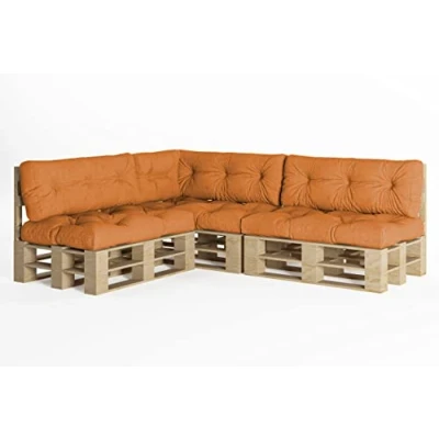 Afbeelding van Chilly Pilley Palletkussen Schuimvlokken Palletmeubilair Palletbank Rugleuning Zitkussen Zijkussenset (Set Van 7 Oranje)
