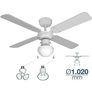 Afbeelding van Enzo EDM Plafondventilator 102cm 3 standen 50W wit + lamp 8652700