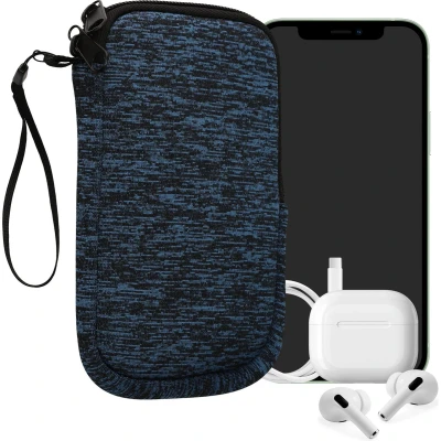 Afbeelding van kwmobile telefoontasje universeel geschikt voor L 6,5&quot; smartphones 16,5 x 8,9 cm Hoesje met rits en polslusje In deep ocean / zwart