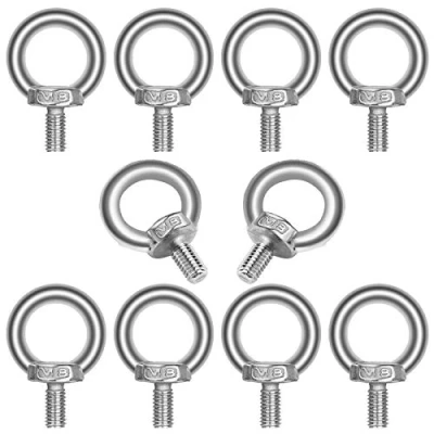 Afbeelding van M8 Lifting Eye Bolt 10Pcs, JatilEr 304 RVS Hijsring Oogbouten Hardware Oogmoer, Ringvorm Mannelijke Draad Ring Schroef voor Living en Diverse Engineering Hefapparatuur