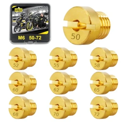 Afbeelding van Area1 10 stuks universele carburateur sproeiers set M6, 6 mm hoofdsproeiers set, 50, 52, 55, 58, 60, 62, 65, 68, 70, 72, voor Dellorto (type M6 / 50 72/10 stuks)