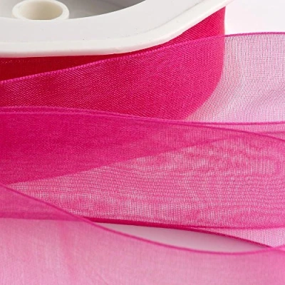 Afbeelding van Italian Options Organza chiffon lint, 25mm x 20 meter rol, Azalea roze