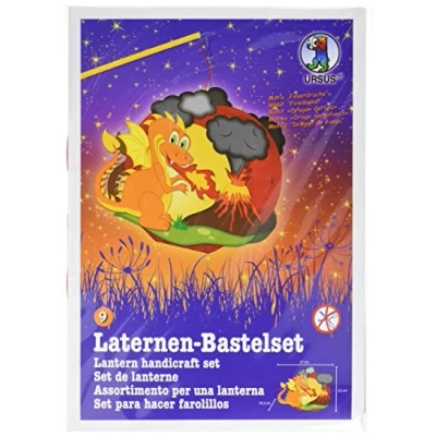 Afbeelding van Ursus 18710009 Lantaarns knutselset Easy Line, vuurdraak, ca. 21,8 x 21 10,3 cm, set voor het knutselen van een lantaarn, inclusief stap handleiding, ideaal de volgende lantaarnloop