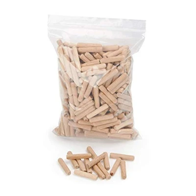 Afbeelding van WFix houten pluggen 8 mm x 40 ribbelhouten 400 stuks verpakking van beukenhout ideaal voor deuvelfrezen en lamelloffrezen
