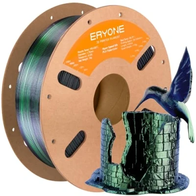 Afbeelding van ERYONE High Speed Filament Silk Tricolor PLA 1.75mm+/ 0.03mm, Rapid filament, 3D printing filament,30 500mm/s Hyper 1kg (2.2LBS)/Spool, Dark Green/Midnight Blue/Black