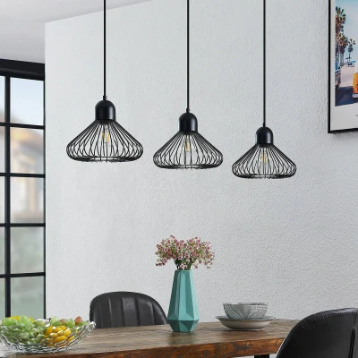 Afbeelding van Lindby hanglamp 3lichts IJzer E27 matzwart