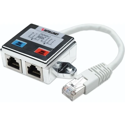 Afbeelding van Intellinet RJ45 Netwerk Adapter CAT 5 [1x stekker 2x bus] Zilver, Wit