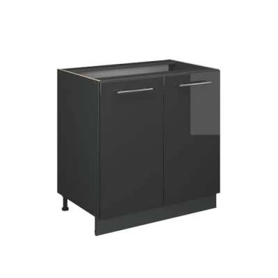 Afbeelding van Vicco Onderkast spoelbak, Fame Line, antraciet hoogglans, 80 cm met plank, zonder werkblad