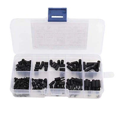 Afbeelding van FTVOGUE Mannelijk Vrouwelijke Standoffs 180st Zwart M2 Mannelijke Afstandhouders Schroeven Moeren Assortiment Kit met Doos