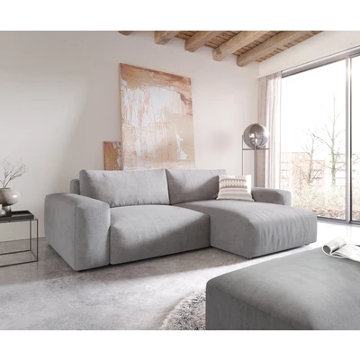 Afbeelding van Hoekbank Lanzo XL microvezel grijs 270x180 cm recamiere variabel met hocker
