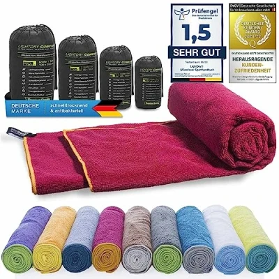 Afbeelding van Originele microvezel rugzak sporthanddoek voor dames en heren reishanddoek extreem sneldrogende sport strand badhanddoek absorberend, licht antibacterieel verschillende maten (80x40cm, Wijn Rood)