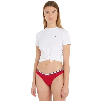 Afbeelding van Tommy Hilfiger Global Stripe Scheeky HIGH LEG Bikinibroekje, Dames, Maat: Small, Primary red