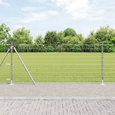 Afbeelding van vidaXL Euro Fence met 7 Flenspalen 1x10 m Gegalvaniseerd Staal