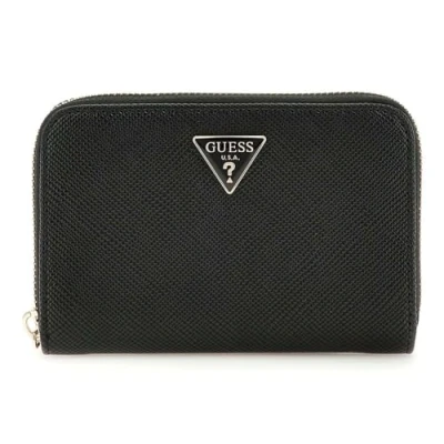 Afbeelding van GUESS portemonnee Rosalba SLG Medium Zip Around Wallet Black zwart