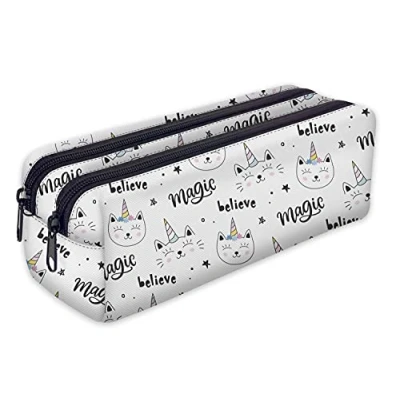 Afbeelding van etui pennenetui schooletui met twee ritssluitingen Unicorn Cat [107]
