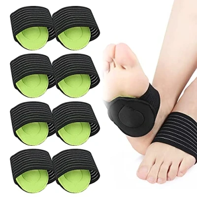 Afbeelding van TSHAOUN 4 paar boogondersteuning, compressie gewatteerde plantaire fasciitis ondersteuning, verlichting mouwen, gevallen bogen, hielspoor, voor mannen en vrouwen (zwart groen)