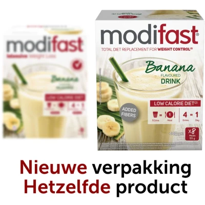 Afbeelding van 2x Modifast Intensive Milkshake Banaan 8 x 55 gr