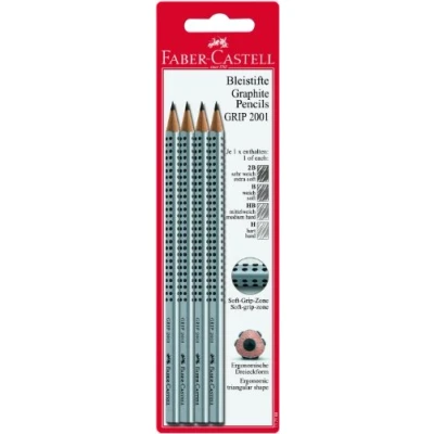 Afbeelding van Faber Castell Potlood FC Grip 2001 assorti H/HB/B/2B op blister
