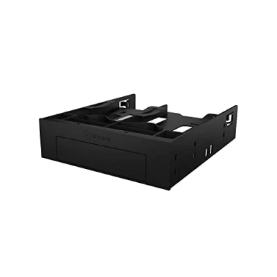 Afbeelding van ICY BOX 3 voudige inbouwbehuizing voor 2x 2,5 inch HDD/SSD en 1x 3,5 HDD in 5,25 sleuf, schroefloos, anti vibratie, frontpaneel, IB 5251