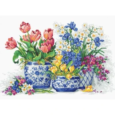 Afbeelding van Luca s borduurpakket Spring flowers om te borduren B2386