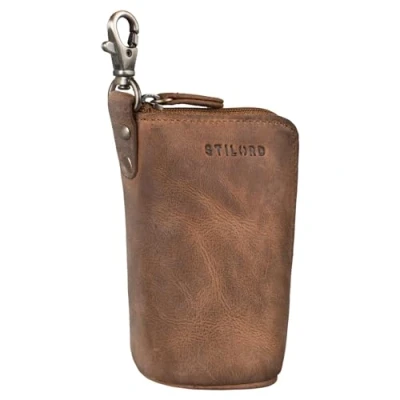 Afbeelding van STILORD &#039;Tanner&#039; Sleuteltasje Heren Leer Sleuteletui Auto Sleutelhouder met Sleutelhanger Mini Portemonnee Vintage Echt Leder, Kleur:middel bruin