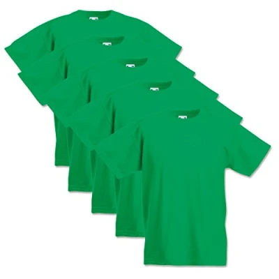 Afbeelding van Fruit of the Loom Valueweight 5 T shirts voor kinderen, 104, 116, 128, 140, 152, diverse kleurensets naar keuze, 100% katoen, Kelly Green, 7 8 Jaar