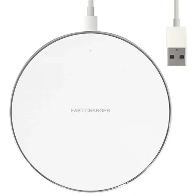 Afbeelding van Nuvance Draadloze Oplader 10W Inclusief Kabel Wireless Charger Fast Geschikt voor alle Qi Smartphones Wit en Zilver