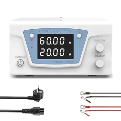 Afbeelding van WANPTEK POWER Laboratoriumvoeding 60 V 20 A, hoge prestaties tafelvoeding 600 W, instelbare voeding met 4 cijferig LED display precisie, uitvoerknop en encoderbesturing